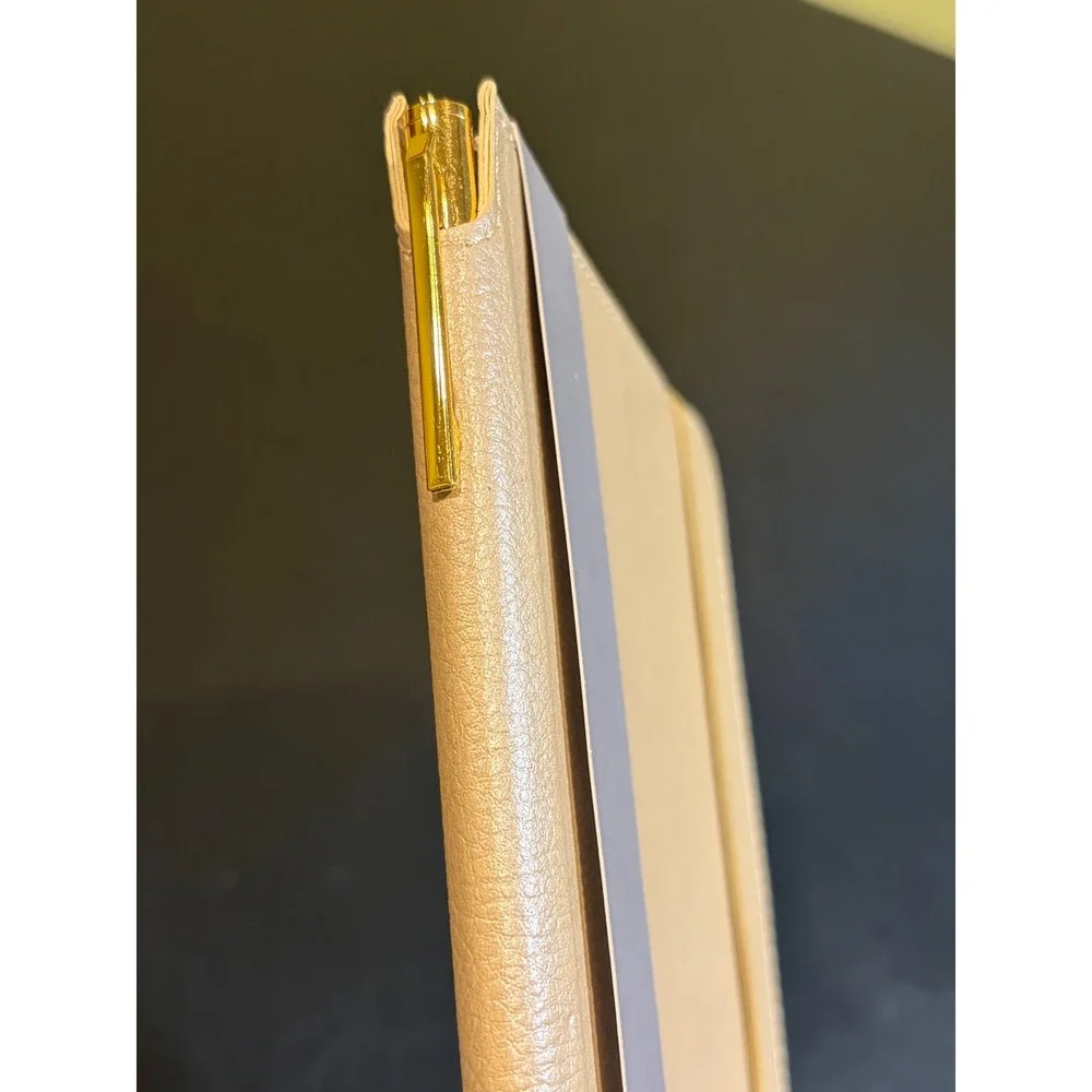 Hallmark Gold Faux Leather Notebook with Pen Metallic Journal‎ Elastic Closure